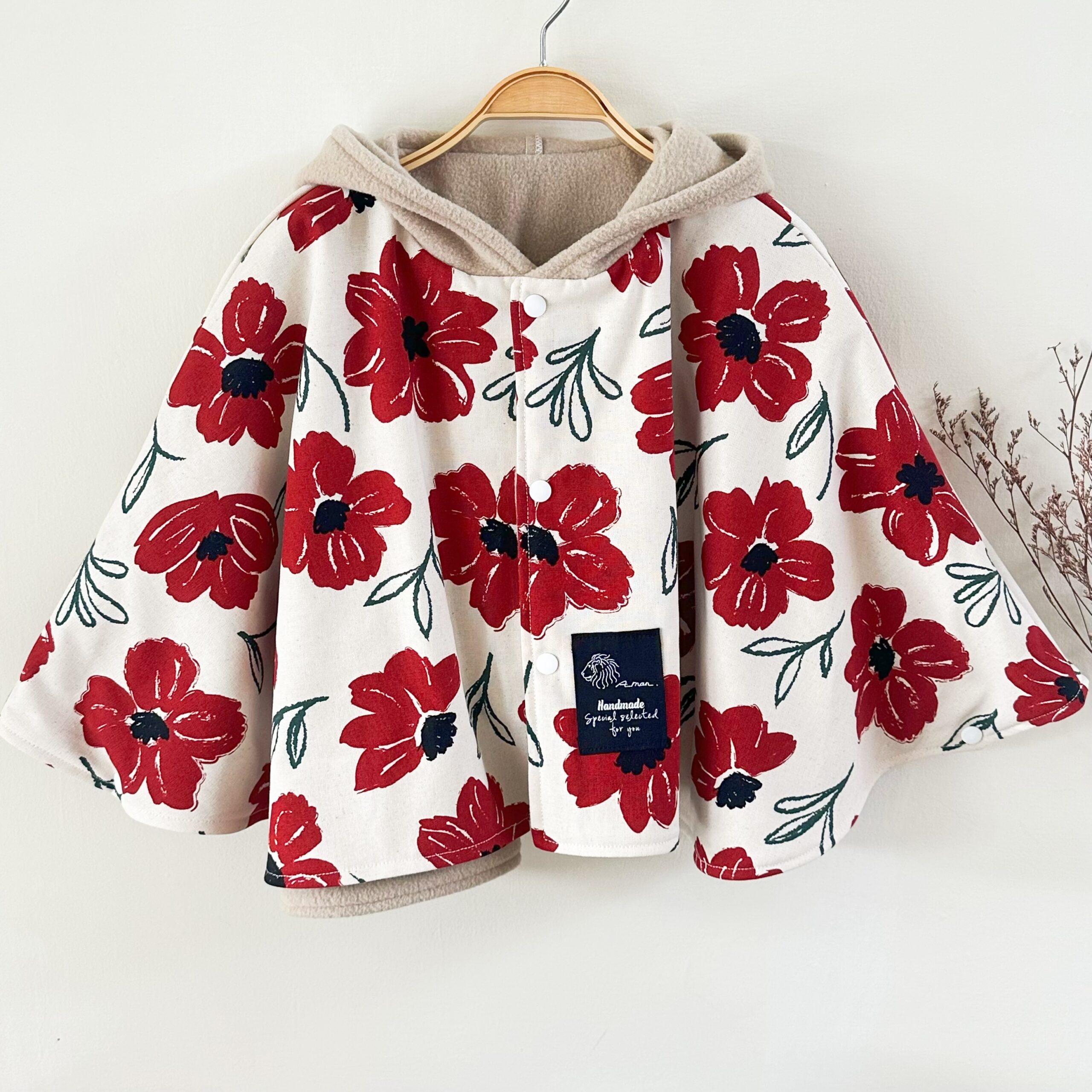 大紅花刷毛精靈斗篷