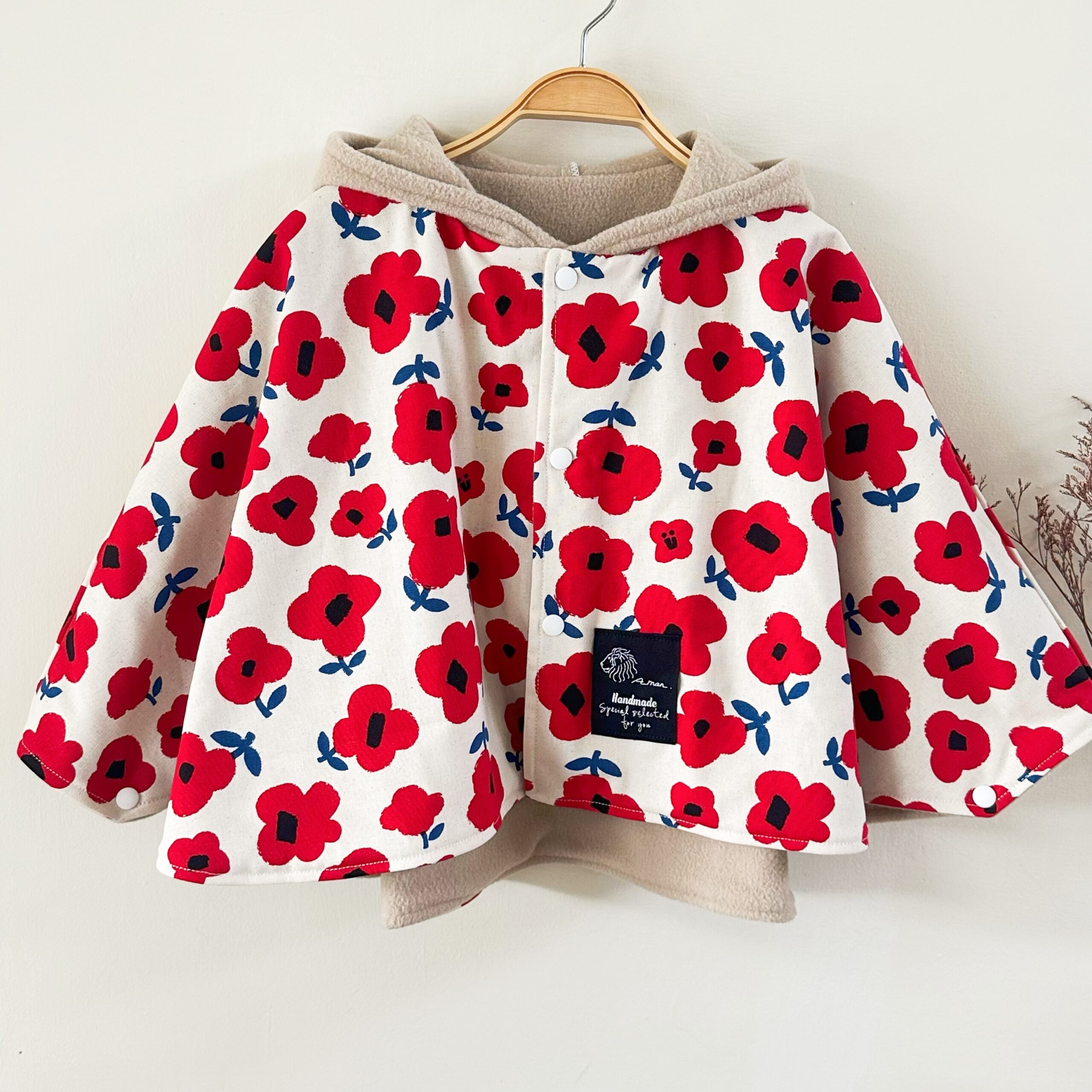 花花紅刷毛精靈斗篷