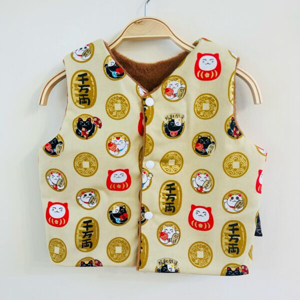 新春到 | 招財貓雙面穿背心(米色燙金)