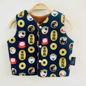 新春到 | 招財貓雙面穿背心(藍色燙金)