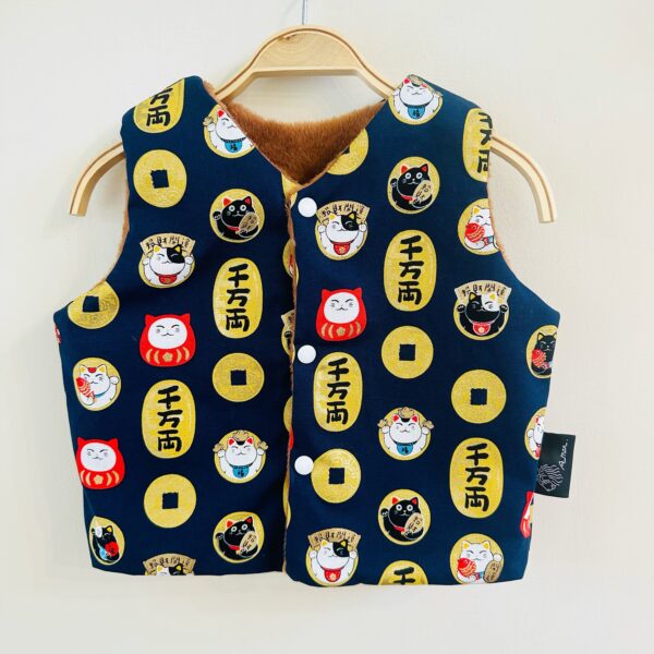新春到 | 招財貓雙面穿背心(藍色燙金)