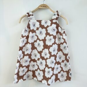 蝴蝶花褐 肩帶洋裝 /長大可當上衣穿/