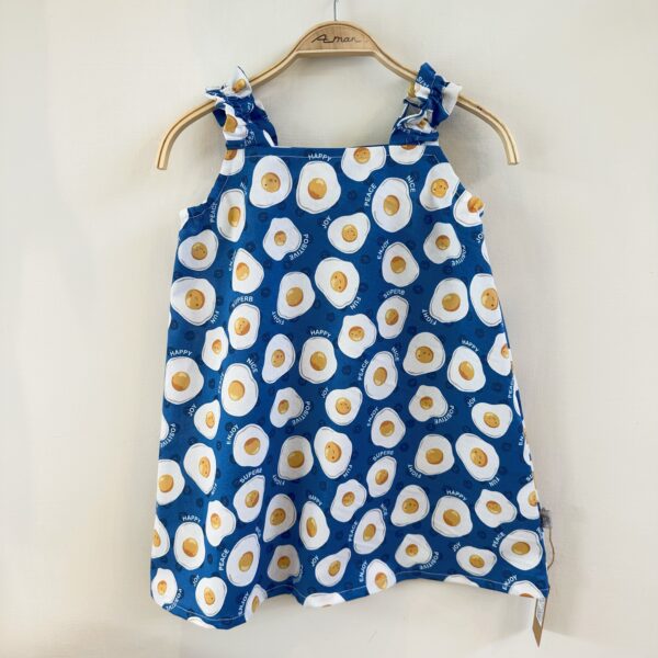 蛋黃藍 肩帶洋裝 /長大可當上衣穿/