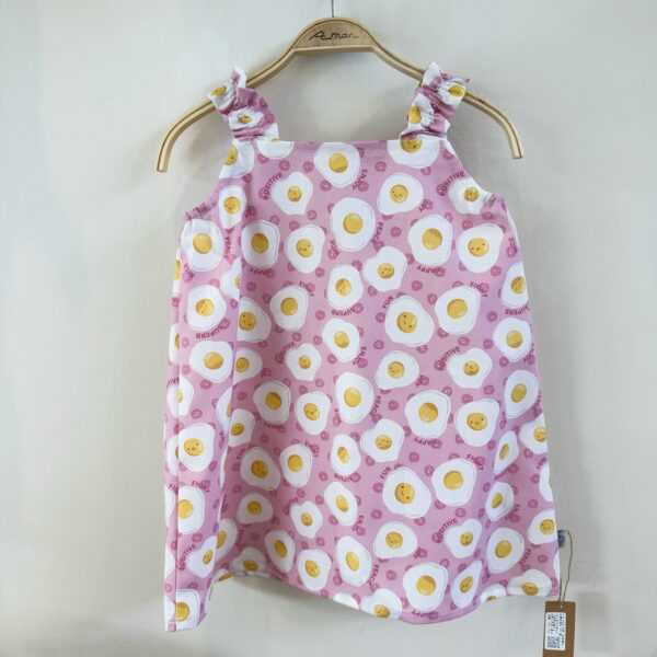 蛋黃粉 肩帶洋裝 /長大可當上衣穿/